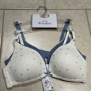 Primark Blue and White Wireless Bra Set